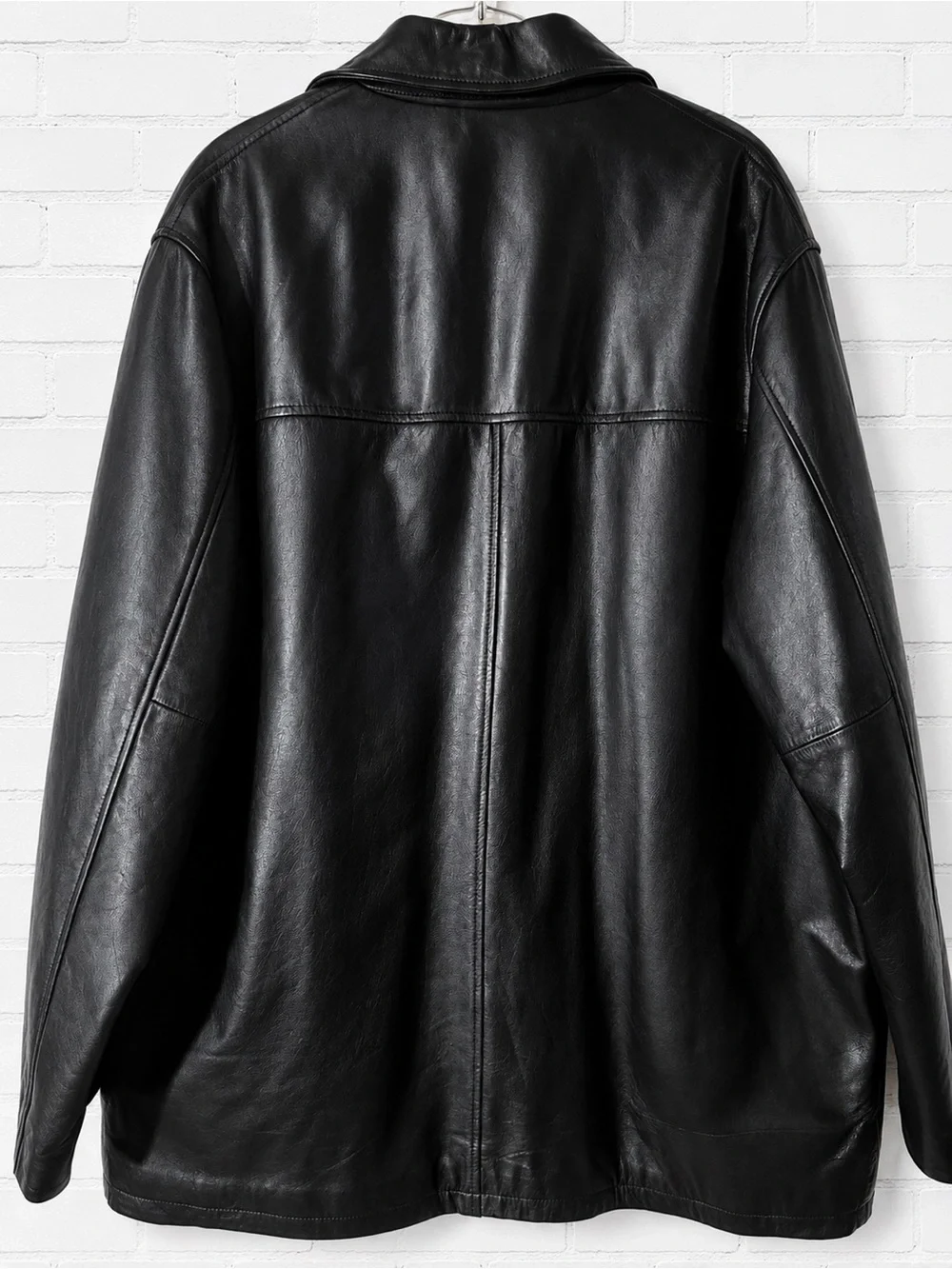 Vintage Banana Republic Men’s Black Genuine Leather Car Coat XL Y2K